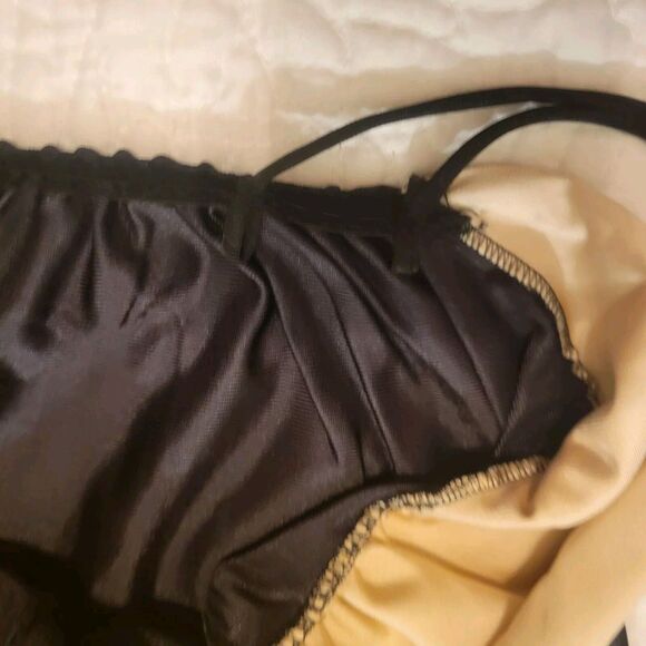 Le Voy's Black Maxi Satin Slip Dress Nightgown Lace Bust Vintage Medium - Picture 13 of 15